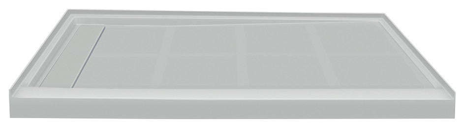 Transolid Linear 48"x32" Rectangular Alcove Shower Base with Left Hand Drain, Grey, Left Hand