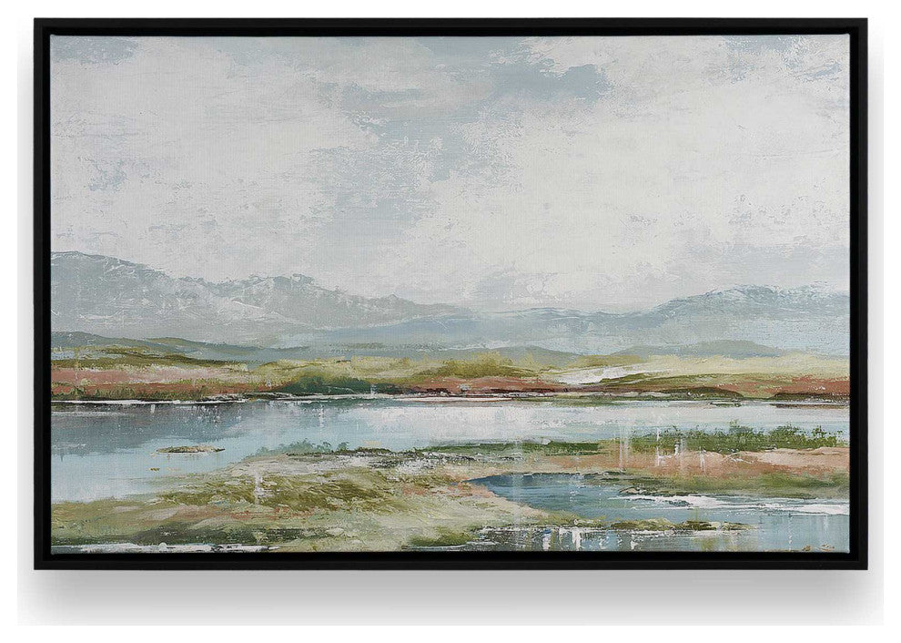 "Lakeside Afternoon Delight" - A Tranquil Waterscape for Refined Interiors