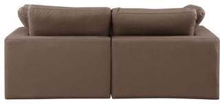Comfy Upholstered Modular Sofa, Brown, 2-Piece: 2 Corner Chair, Vegan Leather