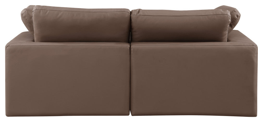 Comfy Upholstered Modular Sofa, Brown, 2-Piece: 2 Corner Chair, Vegan Leather