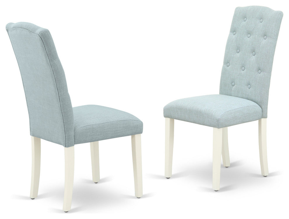 3Pc Dining Set, 2 Upholstered Chairs, Butterfly Leaf Dining Table, Linen White