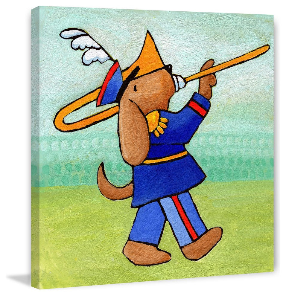 Marmont Hill, "Give a Dog a Trombone" by Janet Nelson on Wrapped Canvas, 18x18