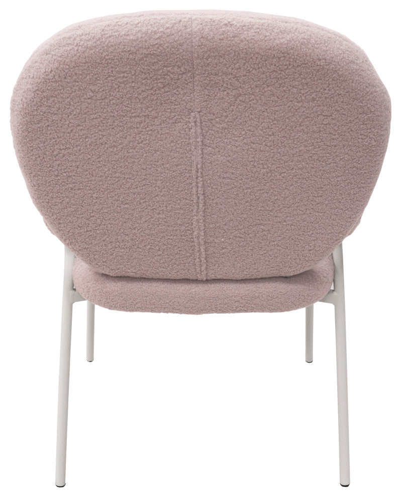 Celestial Boucle Dining Chairs With Arms, White Iron Legs, Grey