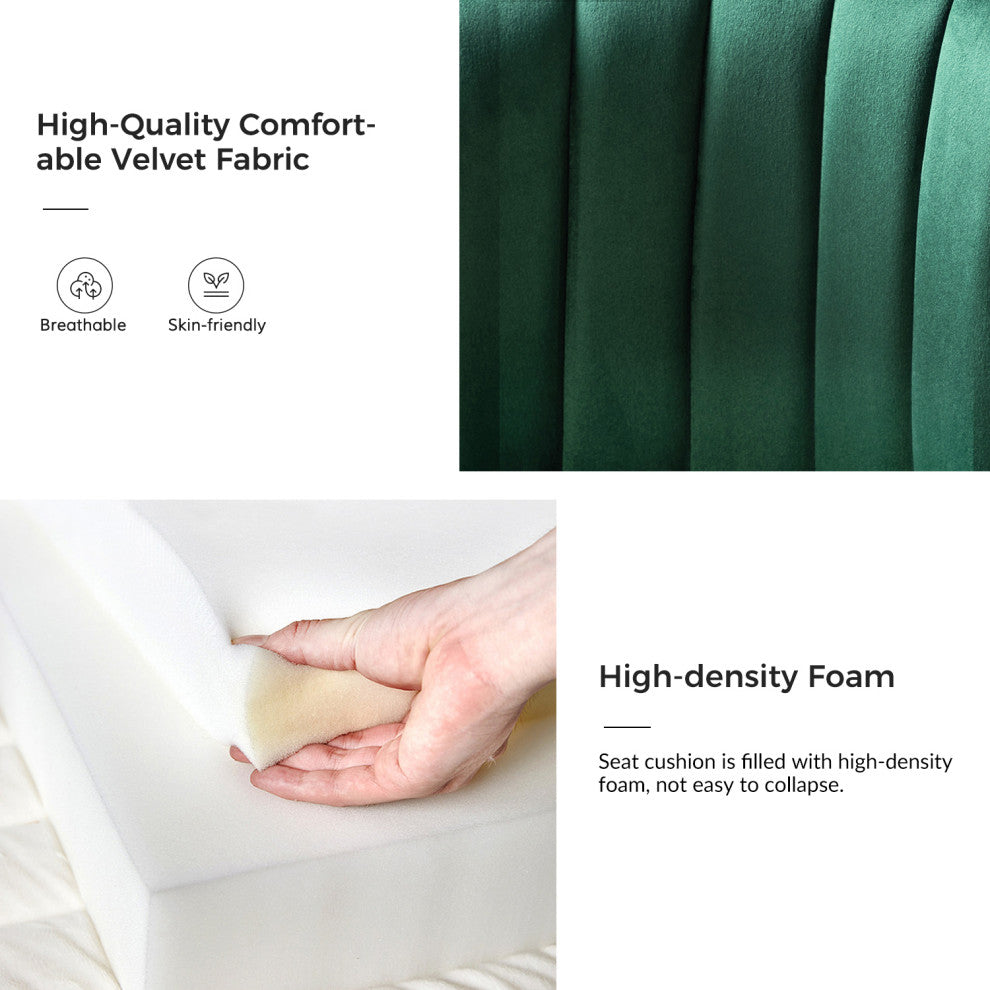 Luna Contemporary Side Chair With Tufted Back, Green