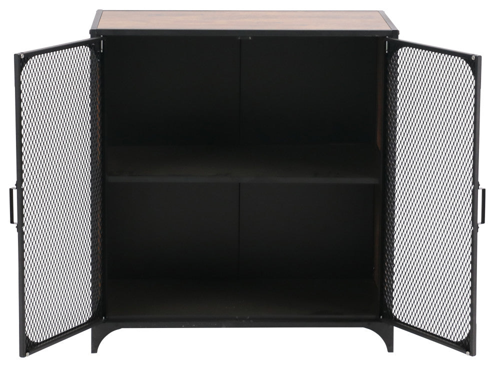 Rustic 2-Door Cabinet With Mesh Doors
