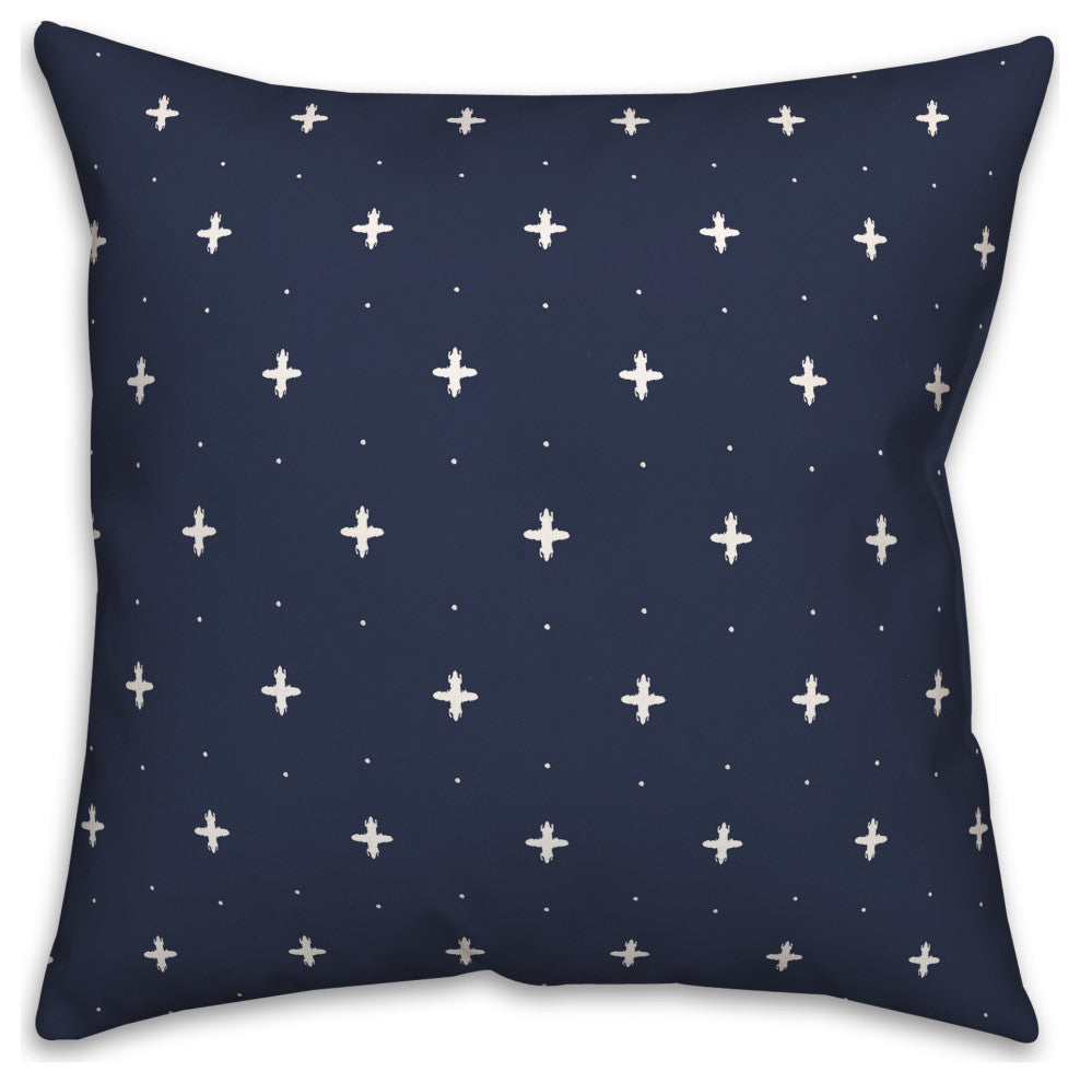 Navy Coastal Cross Dots 18x18 Spun Poly Pillow