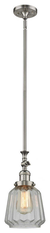 Chatham 1-Light Mini Pendant, Brushed Satin Nickel, Clear