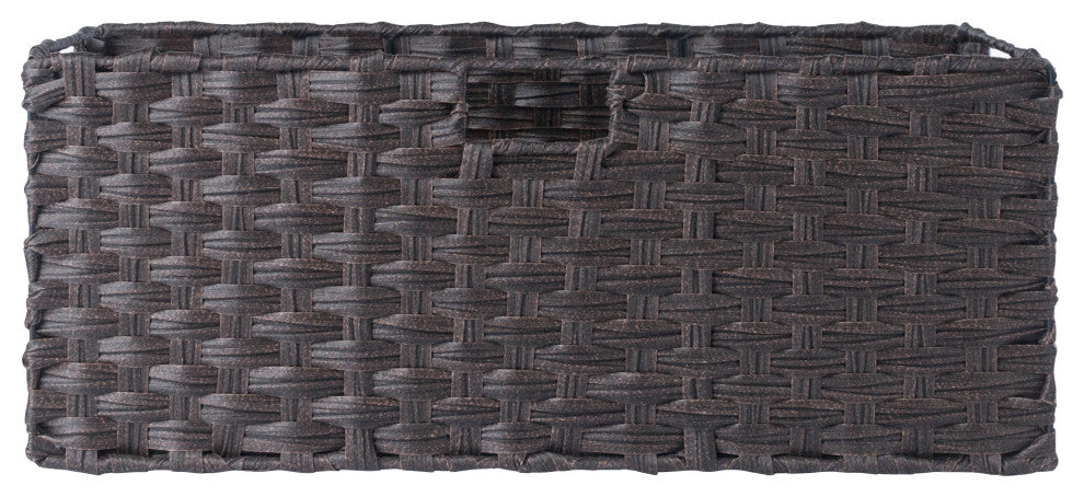 Melanie 3-PieceFoldable Woven Fiber Basket Set, Chocolate