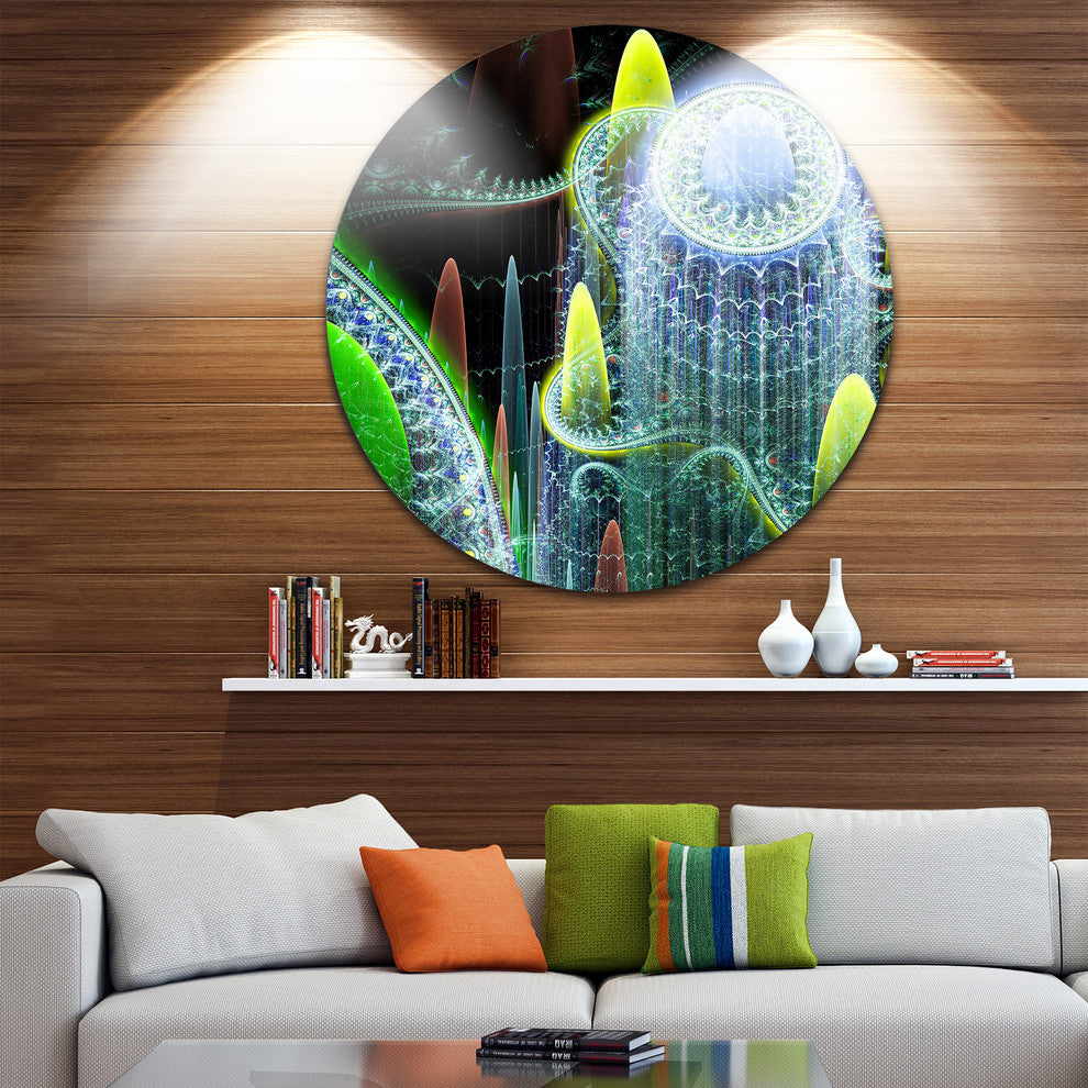 World Of Infinite Fractal Universe, Abstract Round Metal Wall Art, 23"
