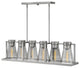 Hinkley Refinery Six Light Linear, Brushed Nickel With Smoked Glass