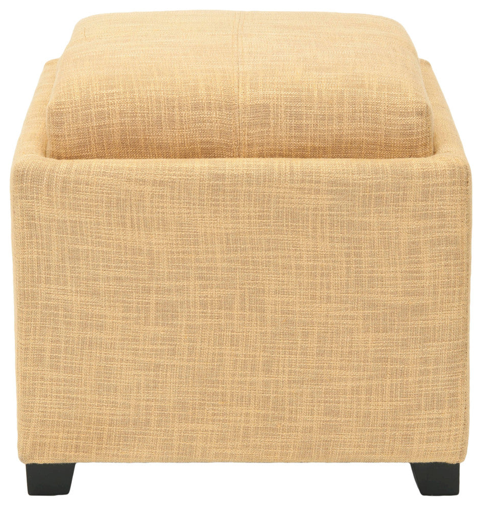 Safavieh Harrison Single Tray Ottoman, Gold Viscose/Polyester