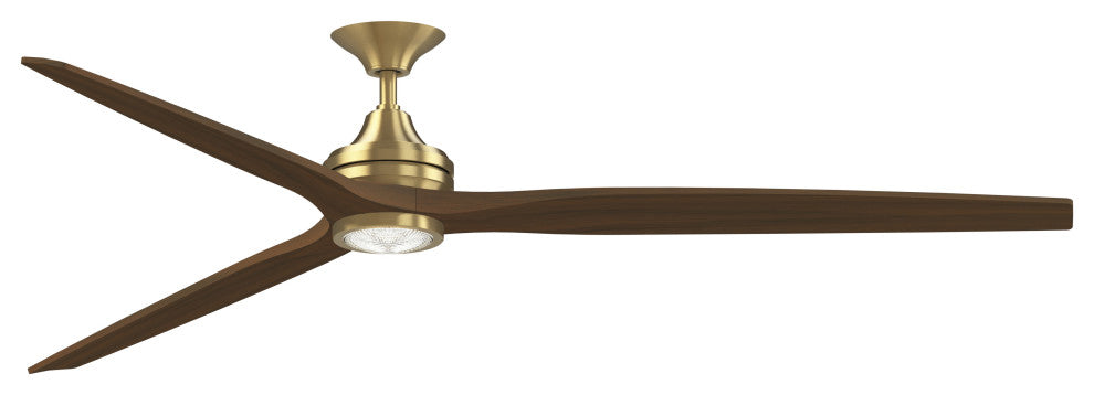 Fanimation Spitfire 84" Fan/LED Light, Brushed Satin Brass, Brushed Satin Brass/Whiskey Wood Blades