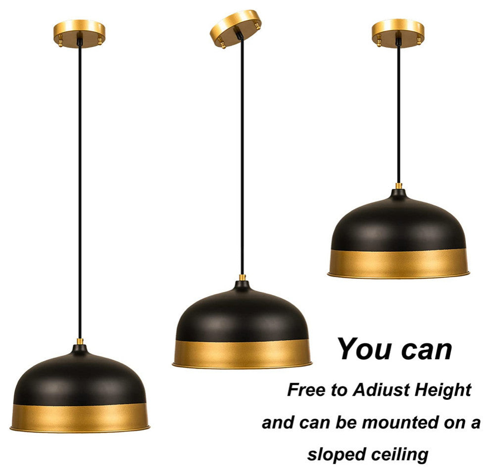 Matte Black and Gold Dome Pendant Light  Slop Ceiling Hanging Lamp