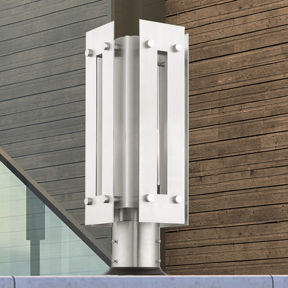 Livex Lighting Utrecht 1 Light Brushed Nickel Medium Outdoor Post Top Lantern