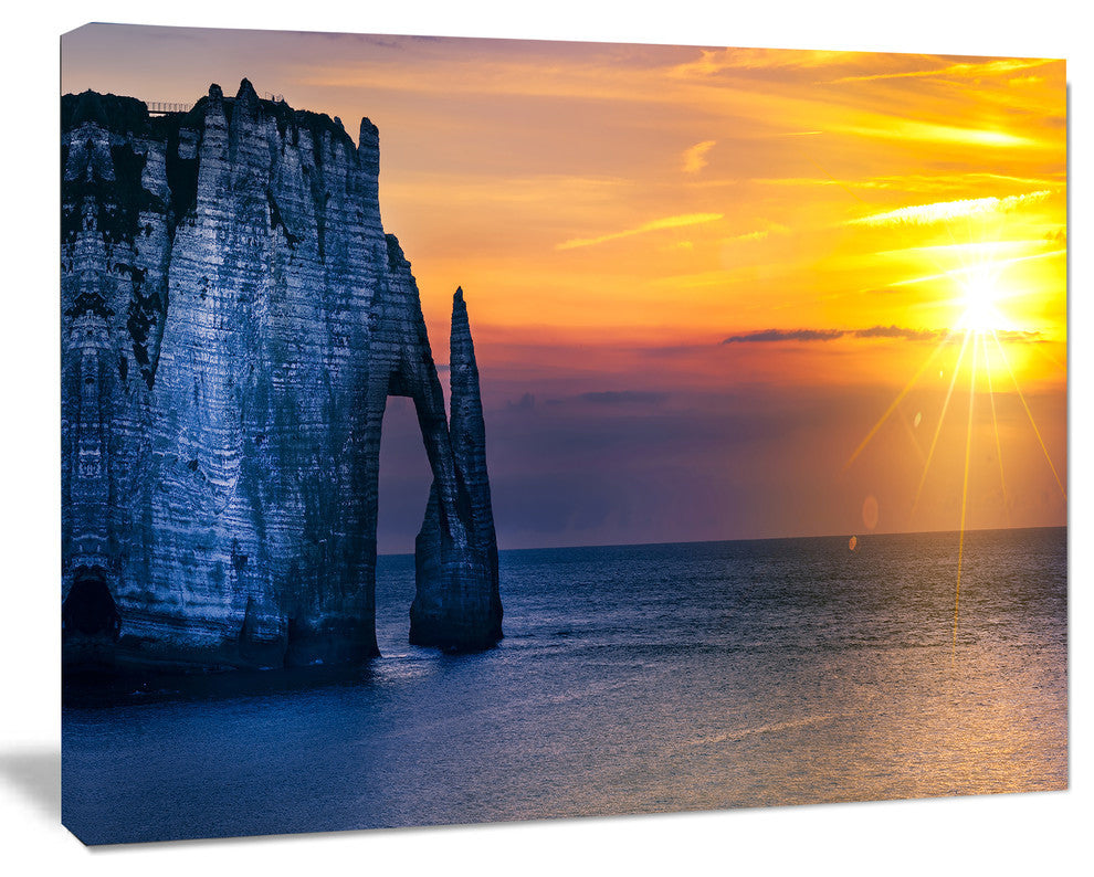 Etretat Cliff Normandy Panorama, Large Seashore Canvas Wall Art, 40"x30"