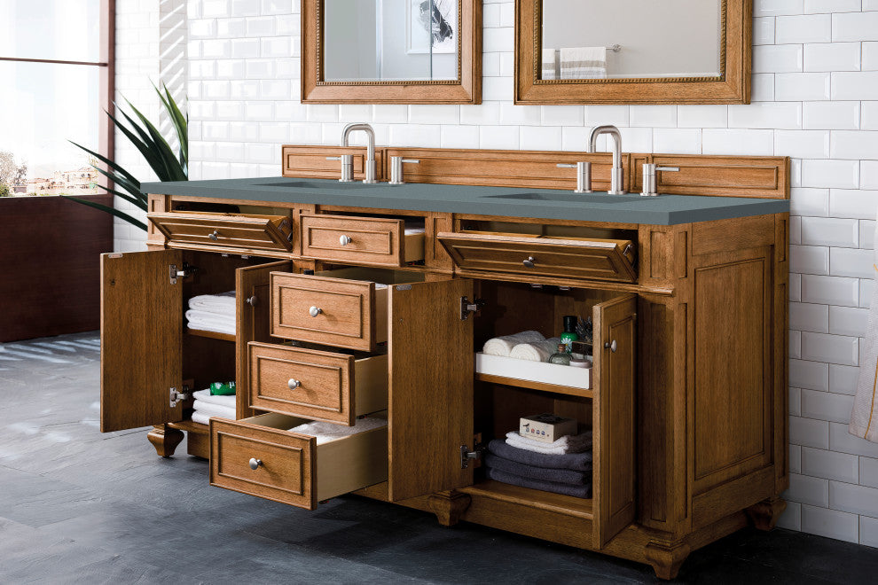 James Martin 157-V72-SBR-3CBL Bristol 72" Double Vanity Saddle Brown Quartz Top
