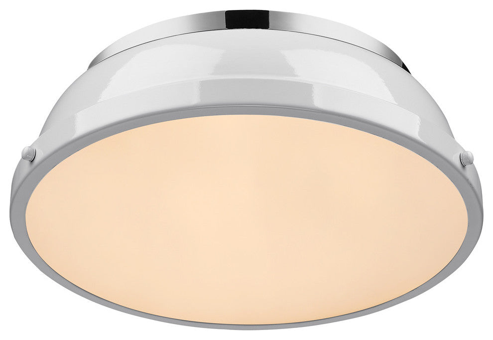 Golden Lighting 3602-14-CH Duncan 2 Light 14"W Flush Mount - Chrome / White