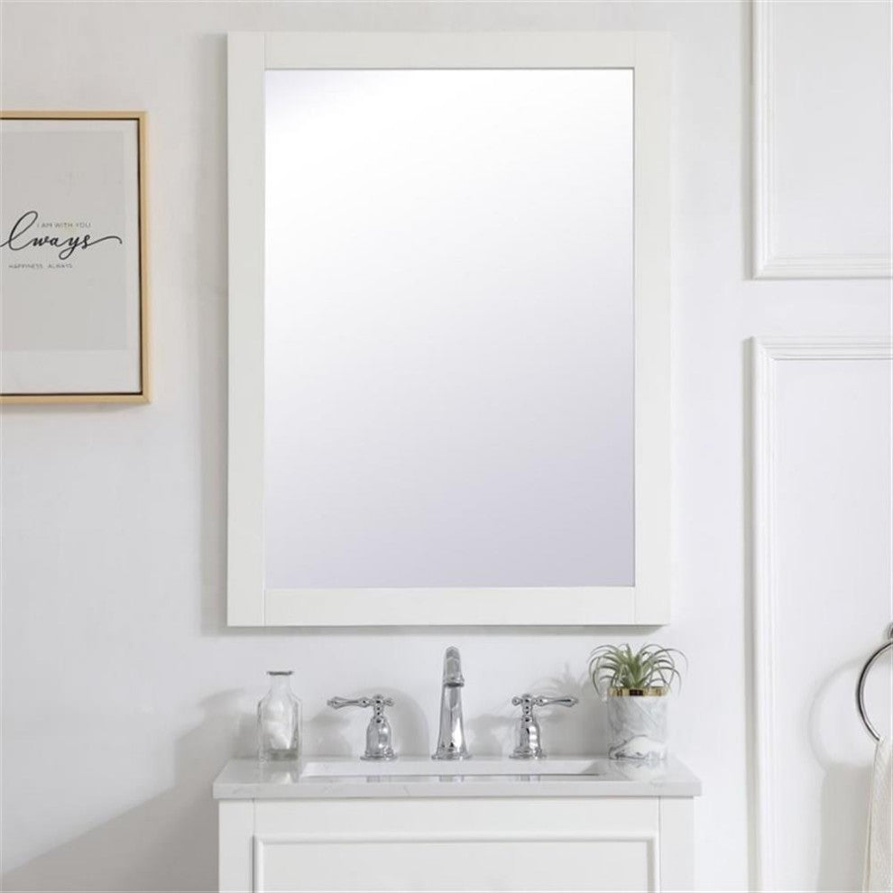Elegant Decor Aqua 32" x 24" Wood Frame Bathroom Mirror in White