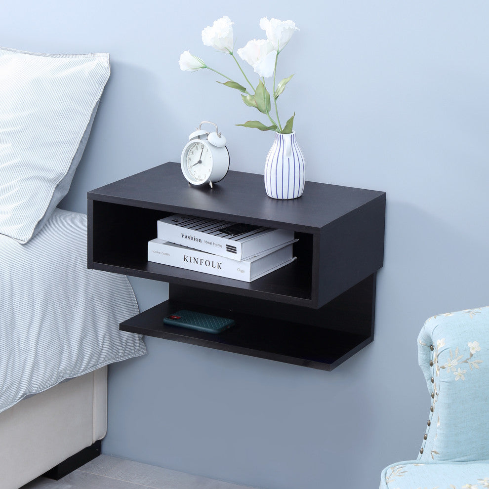 WELLAND 24" Wall Mounted Floating Nightstand, Espresso