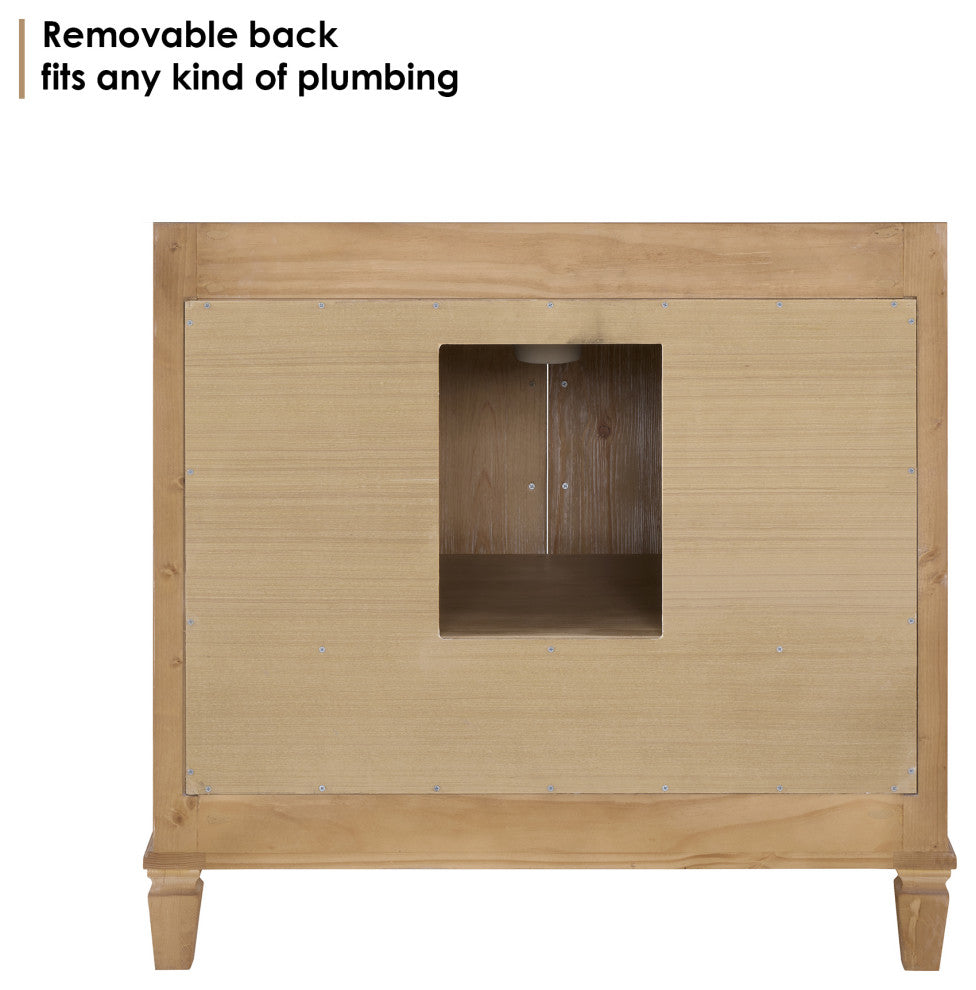 Solana Bathroom Cabinet Vanity Base, Weathered Fir, 36", Without Mirror