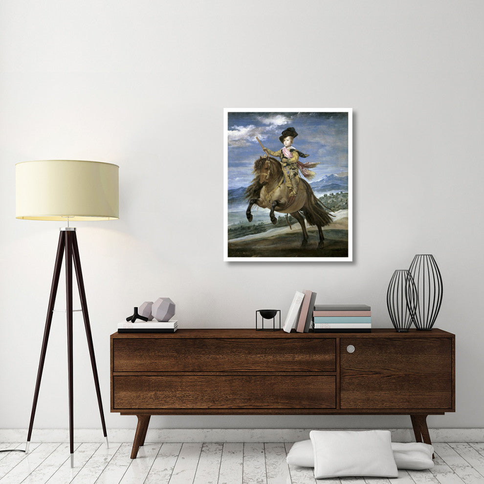 "Prince Carlos Balthasar On Horseback" Print by Diego Velazquez, 32"x38"