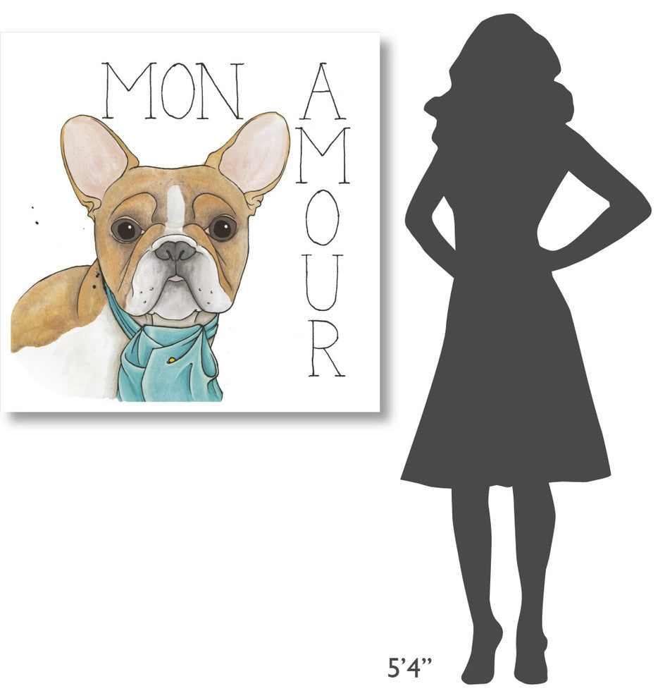"Puppy Love Frenchie Color" Digital Paper Print by Elyse DeNeige, 38"x38"