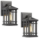 2 Pack Exterior Wall Sconces Black Outdoor Wall Lantern With Seeded Glass Shade