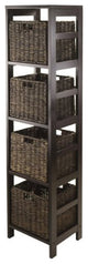 Winsome Granville 5-Piece Storage Tower Shelf with 4 Foldable Baskets, Espresso