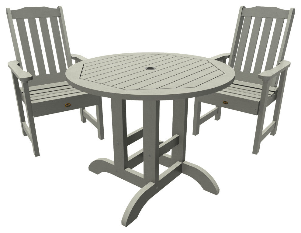 Springville 3-Piece Round Dining Set, Weathered Acorn, Coastal Teak