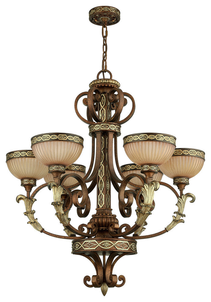 Seville Chandelier, Palatial Bronze With Gilded Accents