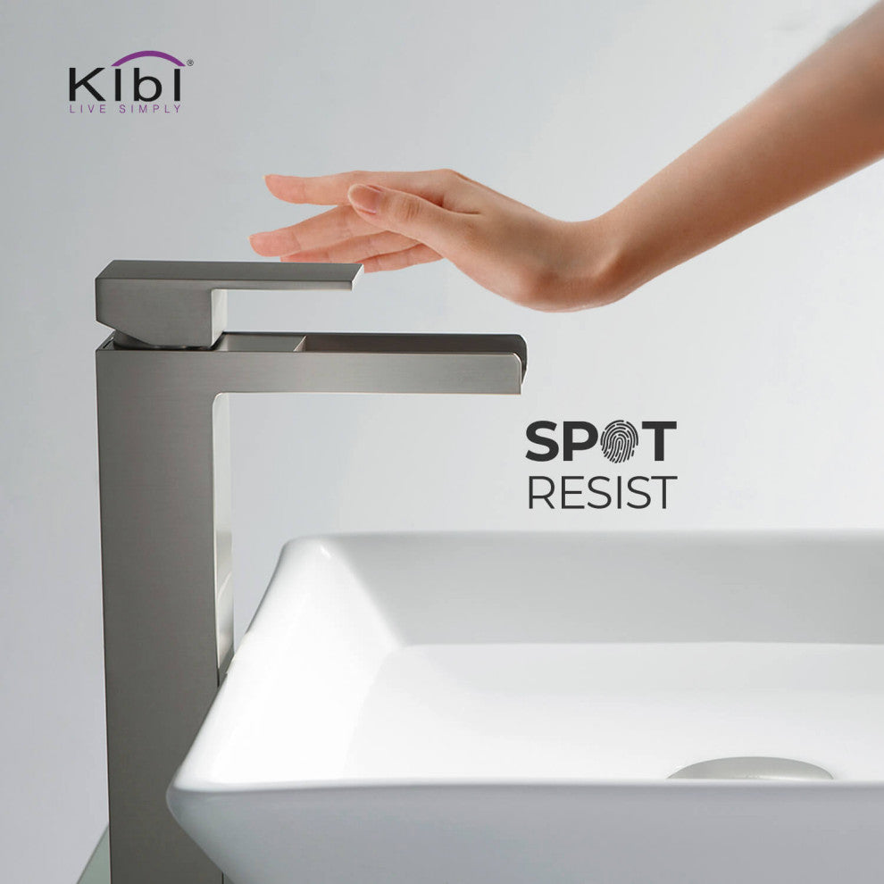 Waterfall Single Handle Vessel Sink Faucet KBF1005, Brushed Nickel, W/ Drain