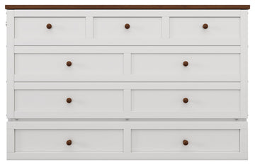 Full/Queen Solid Pine Frame Murphy Bed, Charging Station, Full