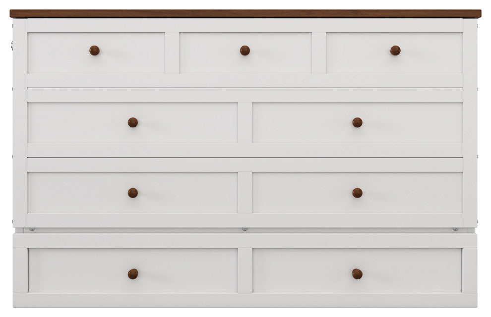 Full/Queen Solid Pine Frame Murphy Bed, Charging Station, Full