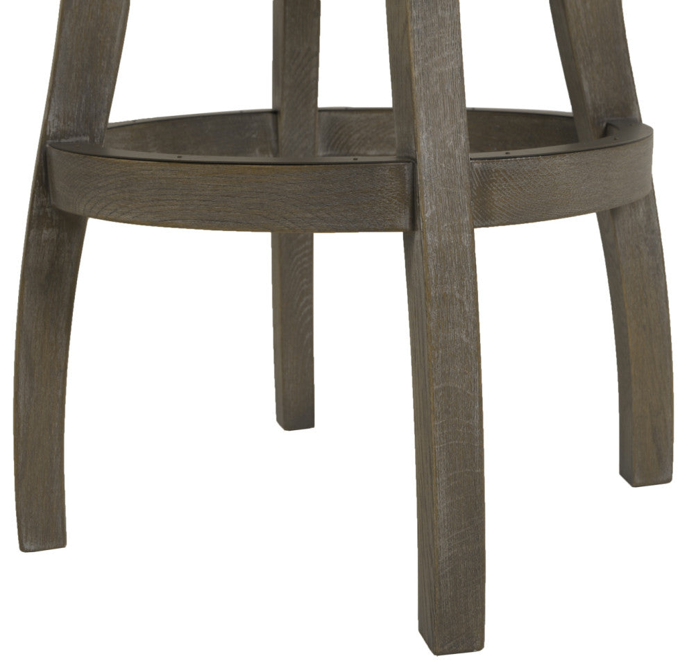 Williams Swivel Bar and Counter Stool With Armrests, Heathered Grey Linen, Bar Height