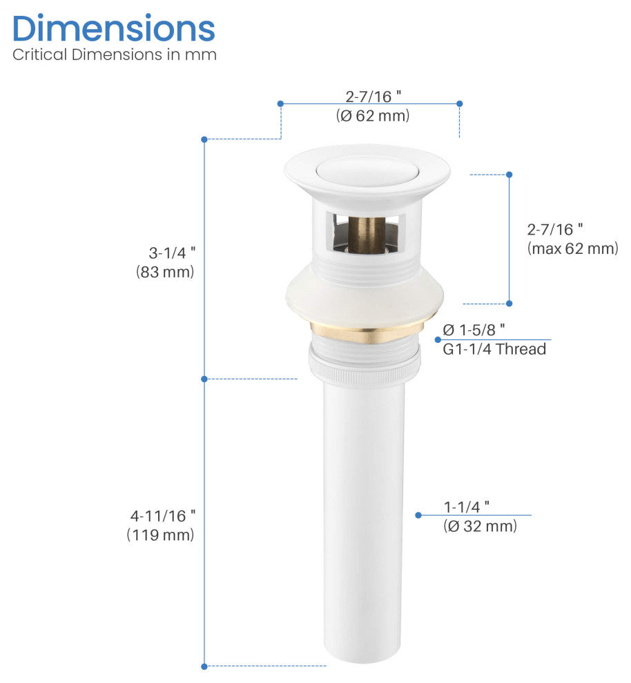 Cubic Single Hole Bathroom Faucet KBF1002, Matte White,, Drain