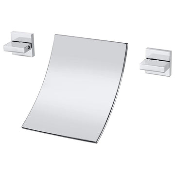 Brushed Nickel Wall Tub Filler with High Flow Waterfall Design and Two Handles, Chrome