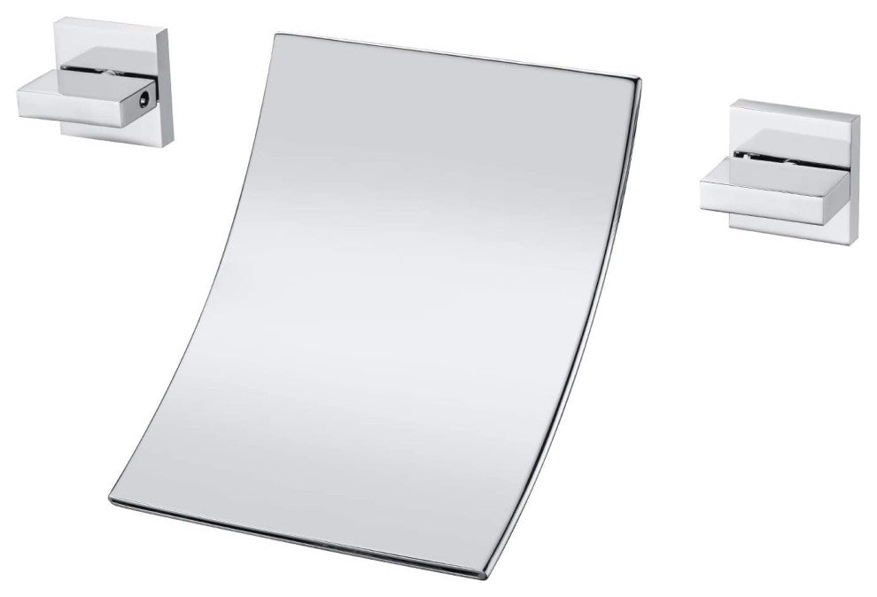 Brushed Nickel Wall Tub Filler with High Flow Waterfall Design and Two Handles, Chrome