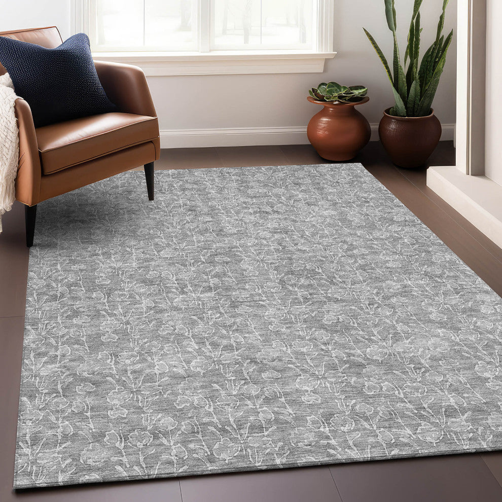 Premium Machine Washable Mayfield AMF691 Silver 10' x 14' Rug
