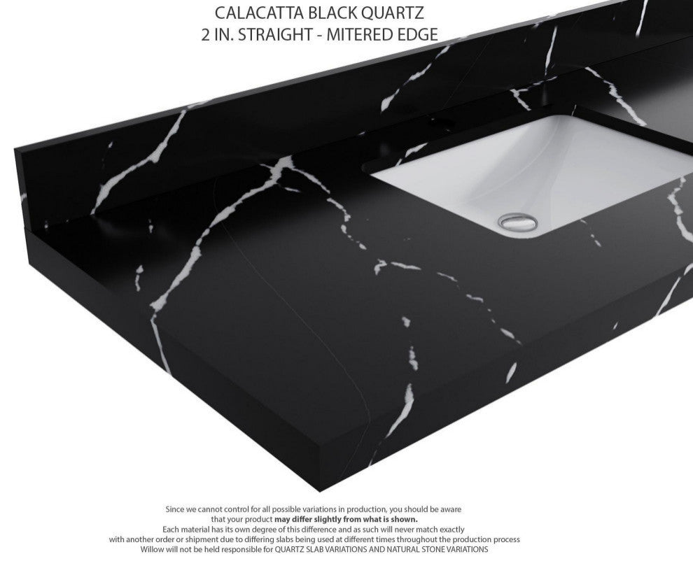Nashville 60" Single Bathroom Vanity, White 2" Calacatta Black