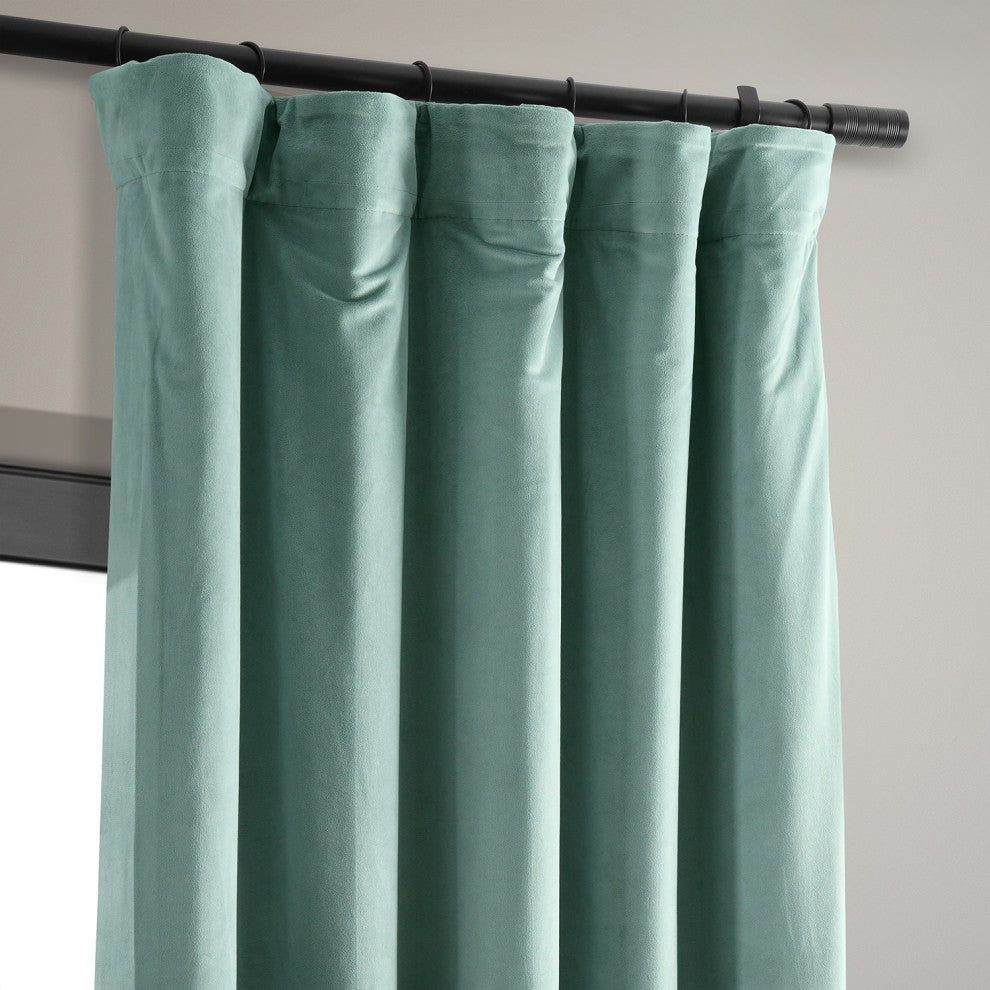 Signature Aqua Mist Blackout Velvet Curtain Single Panel, 50"x120"