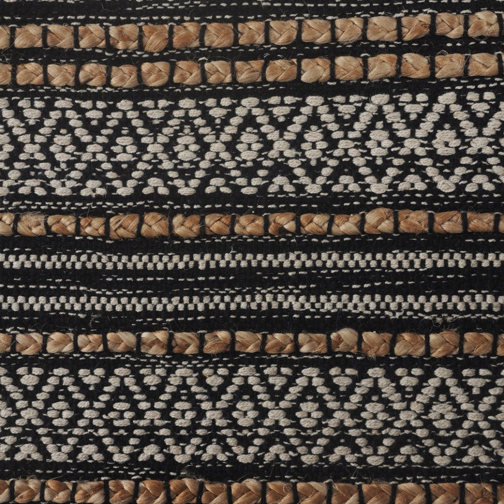 8" x 10" Black and Tan Decorative Striped Area Rug