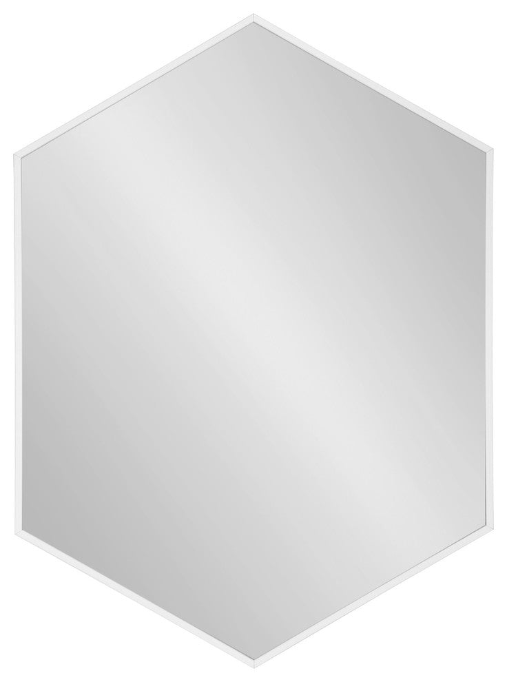 Rhodes Framed Hexagon Wall Mirror, White, 31x22