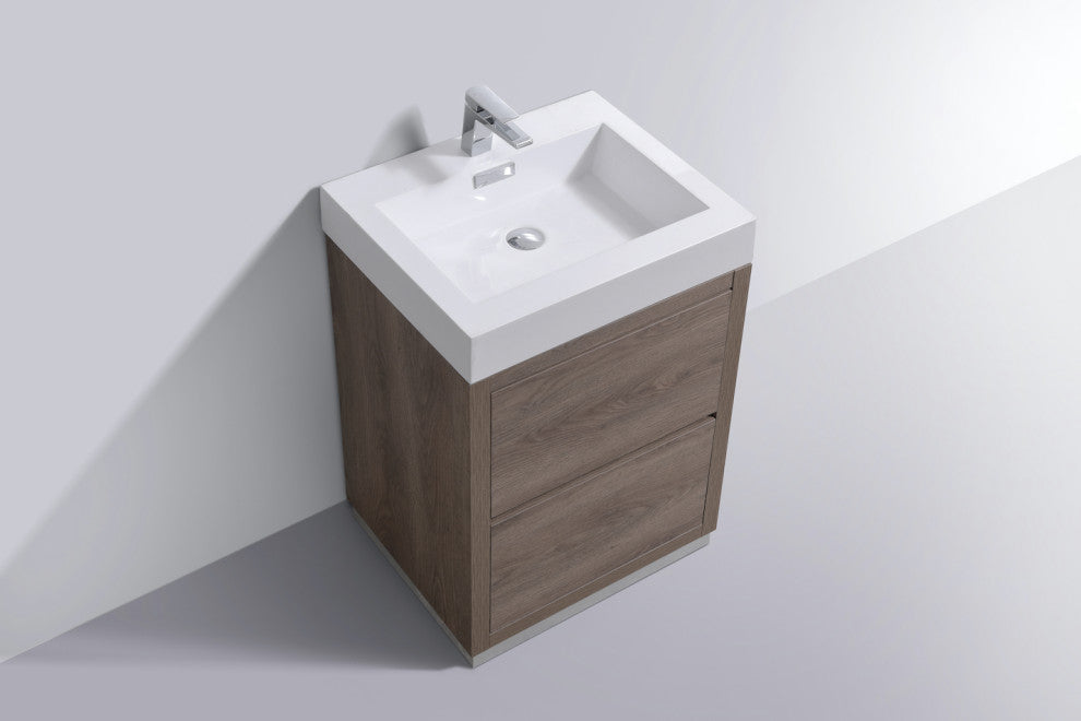 Bliss 24" Free Standing Bathroom Vanity, Butternut