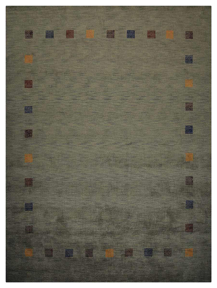 HAND KNOTTED LOOM WOOL ECO-FRIENDLY AREA RUGS - Rectangle, Green, Contemporary