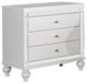 Faux Alligator Embossed Wooden Night Stand With 3 Drawers In White