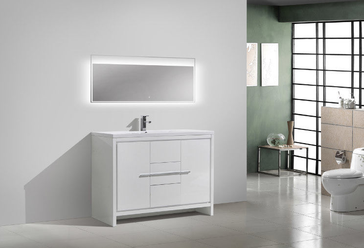 MOD 48" Free Standing Modern Bathroom Vanity, High Gloss White