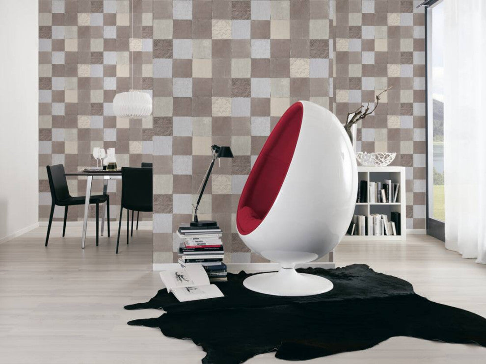 Sample, Tile Textured Wallpaper Featuring Floral And Plain Pattern, 374063