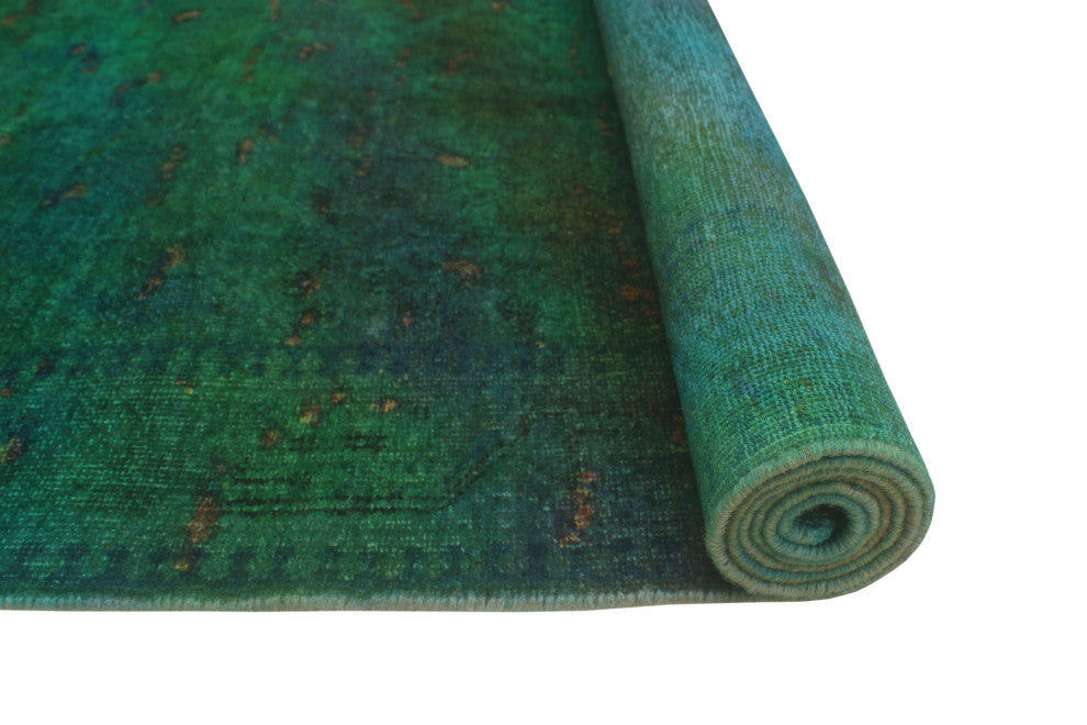 Vintage Distressed Albertee Green/Purple Runner, 3'3x9'4