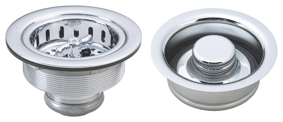 Two Wing Nut Style Large Kitchen Basket Strainer, Antique Copper, Polished Chrom