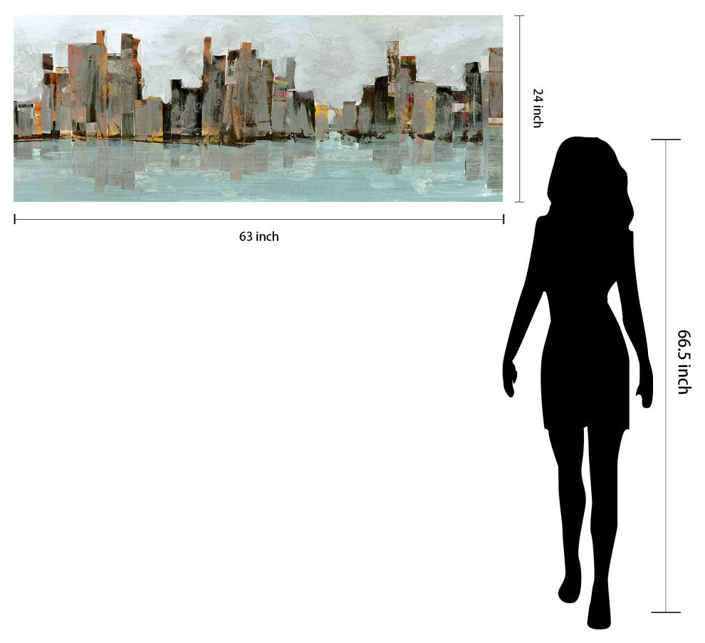 "Second City"Chicago City Skyline Wall Art Frameless Tempered Art Glass 63"x 24"